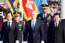 Bộ trưởng Quốc phòng Mỹ James Mattis trong chuyến thăm Hàn Quốc từ ngày 2 đến ngày 3 tháng 2 năm 2017. Ảnh: The Telegraph