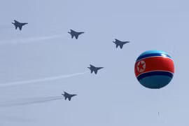 Máy bay chiến đấu MiG-29 Triều Tiên trong Lễ duyệt binh ở Bình Nhưỡng ngày 15/4/2012 (ảnh tư liệu)