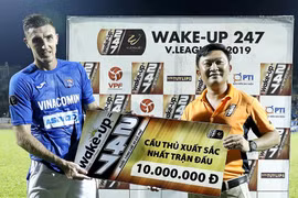 Lão tướng” Dyachenko của Than Quảng Ninh, người đã có hat-trick trong trận gặp Hải Phòng khi đã 36 tuổi (ảnh VPF)