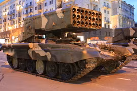 Hệ thống pháo phản lực Tos-1 Buratino của Nga bắn đạn nhiệt áp có sức hủy diệt khủng khiếp