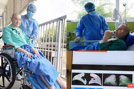 Bệnh nhân 91 đã hồi phục hoàn toàn, rời khỏi máy móc hỗ trợ, sẽ về Anh ngày 12/7 tới (Ảnh: Hòa Bình ghép) 