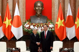 Chủ tịch nước Trần Đại Quang và Nhà vua Nhật Bản Akihito. Ảnh: VGP/Nhật Bắc