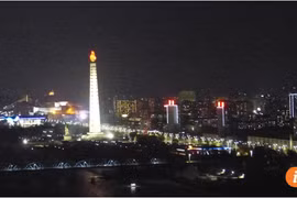 Cảnh ban đêm ở Bình Nhưỡng (tháng 4/2017)