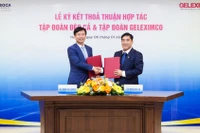 Ông Hồ Minh Hoàng (bên phải) - Chủ tịch Tập đoàn Đèo Cả và ông Vũ Văn Hậu - Chủ tịch kiêm Tổng Giám đốc Tập đoàn Geleximco