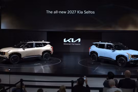 Mẫu Kia Seltos 2027 được ra mắt tại Triển lãm Ô tô Quốc tế New York ở Thành phố New York, Mỹ, ngày 1/4. Ảnh: Reuters.
