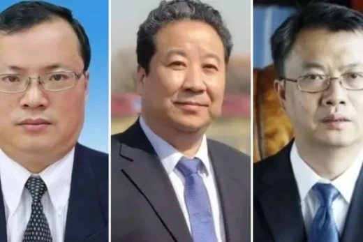 Ba lãnh đạo các tập đoàn công nghiệp quốc phòng bị bãi bỏ tư cách đại biểu Quốc hội: La Kỳ, Chu Tân Dân, Lưu Thương Lý (từ trái qua). Ảnh: Guancha.