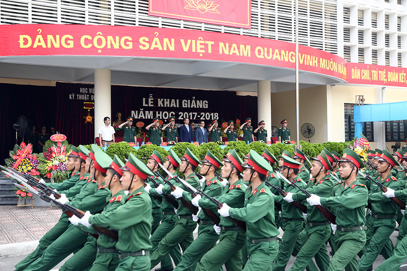 Học viện Kỹ thuật Quân sự đã hoàn thành xây dựng 34 chương trình đào tạo kỹ sư quân sự dài hạn và một số chương trình đào tạo bậc thạc sĩ, tiến sĩ... Ảnh: VGP/Đình Nam 