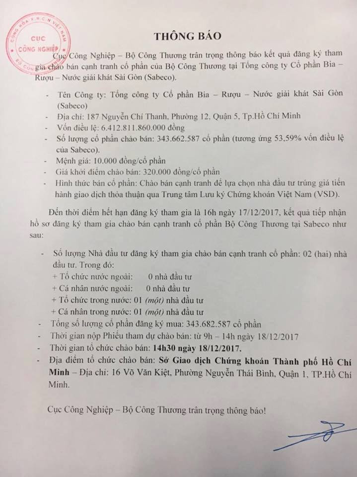 Thông báo của Bộ Công thương _- Nguồn: Moit