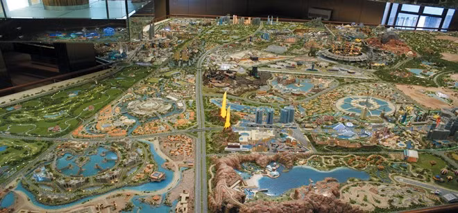 Dubailand - Chi phí: 64 tỷ USD Khu tổ hợp Dubailand có tổng diện tích 278 km2 và dự kiến hoàn thành vào năm 2025. Tại đây sẽ có công viên giải trí theo chủ đề, công trình thể thao, du lịch sinh thái, điểm tham quan khoa học, nhiều khách sạn (6.500 phòng) và trung tâm mua sắm rộng 3 km2. Ảnh:Oddcities. Dubailand - Chi phí: 64 tỷ USD Khu tổ hợp Dubailand có tổng diện tích 278 km2 và dự kiến hoàn thành vào năm 2025. Tại đây sẽ có công viên giải trí theo chủ đề, công trình thể thao, du lịch sinh thái, điểm tham quan khoa học, nhiều khách sạn (6.500 phòng) và trung tâm mua sắm rộng 3 km2. Ảnh:Oddcities.
