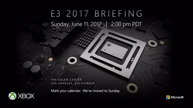 Thư mời họp báo của Microsoft tại E3 2017, diễn ra vào ngày 11/6 tại Los Angeles, bang California (Mỹ).