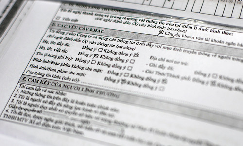 Khách hàng trúng thưởng sẽ quyết định nội dung thông tin cá nhân mà đơn vị phát hành xổ số được công bố