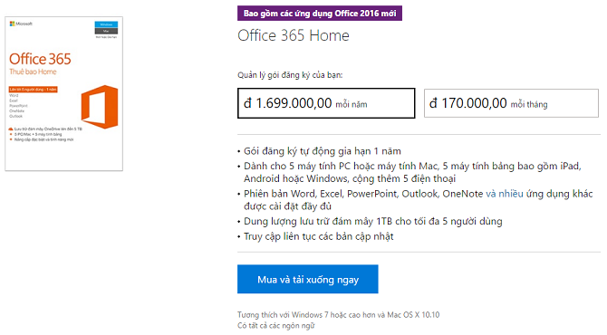 Sự khác nhau giữa Office 365 và Office 2016 ảnh 5 Sự khác nhau giữa Office 365 và Office 2016 ảnh 5