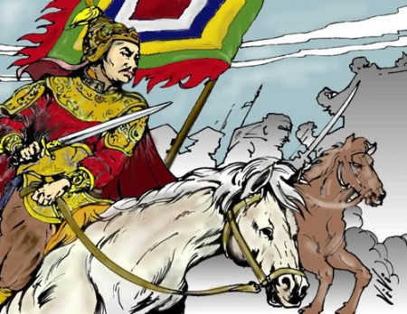 Minh họa Hoàng đế Quang Trung đánh tan quân Thanh tết Kỷ Dậu 1789