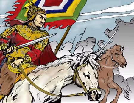 Minh họa Hoàng đế Quang Trung đánh tan quân Thanh tết Kỷ Dậu 1789