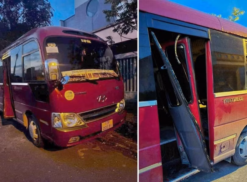 Chiếc xe đưa đón học sinh liên quan vụ cháu bé tử vong.