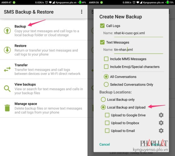 2 cách khôi phục tin nhắn đã xóa trên smartphone ảnh 5 2 cách khôi phục tin nhắn đã xóa trên smartphone ảnh 5