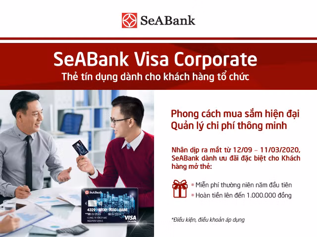 Với thẻ SeABank Visa Corporate, doanh nghiệp có thể thực hiện các giao dịch thẻ như: rút tiền, thanh toán tại POS, thanh toán trực tuyến… 