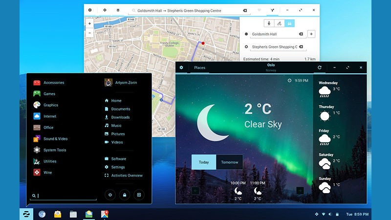 6. Zorin OS:Là sự pha trộn giữa Windows và MacOS, Zorin OS mang trong mình những ưu điểm của cả hai người đàn anh đi trước. Với một giao diện thông minh và hiện đại, hệ điều hành này có khả năng vận hành mượt mà các ứng dụng cần thiết, đồng thời sở hữu tính năng đặt video làm hình nền…Ảnh:Gizdomo.