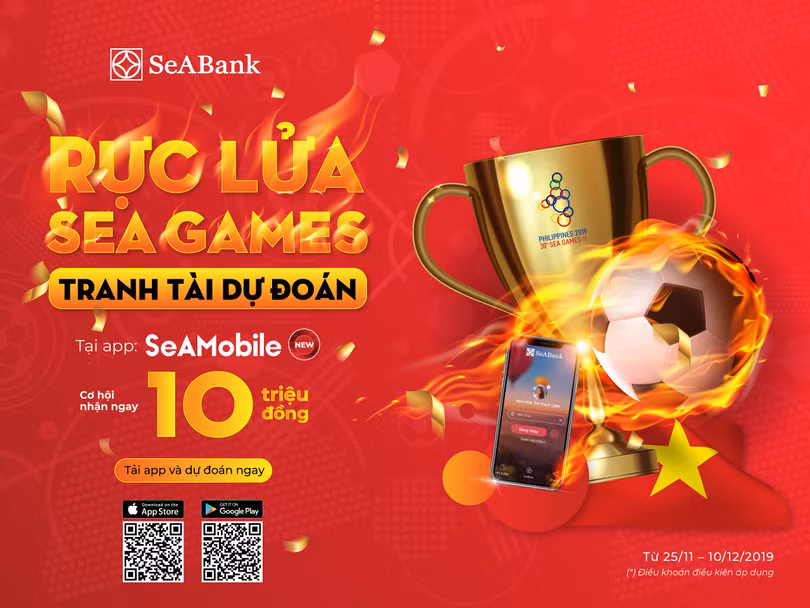  Từ 25/11 - 10/12/2019, SeABank triển khai chương trình minigame siêu hấp dẫn “Rực lửa SEA Games – Tranh tài dự đoán”.