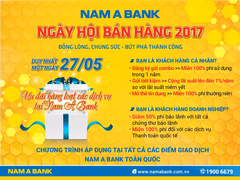 Hàng loạt ưu đãi trong ngày hội bán hàng Nam A Bank 2017