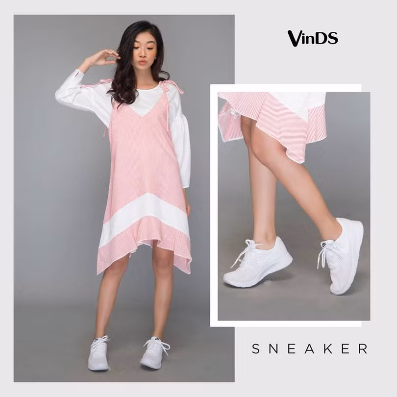 Đầm liền mix cùng sneaker trơn Nike đồng tông đang giảm giá chỉ 1,403,500VNĐ tại VinDS (giá gốc: 1,790,000VNDD)