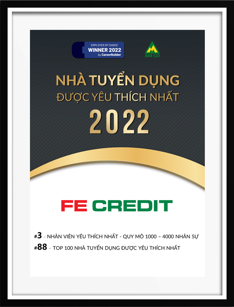Chứng nhận khảo sát "Nhà tuyển dụng yêu thích 2022" tại Việt Nam của CareerBuilder Việt Nam