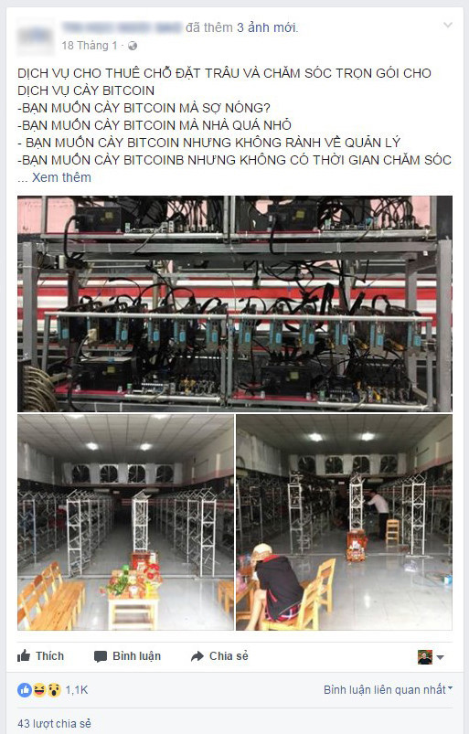 Những bài đăng về dịch vụ xuất hiện khá nhiều trên các nhóm Facebook chuyên về "chăn trâu cày". 'Chan trau thue' de dao Bitcoin gia 1,7 trieu/thang o Sai Gon hinh anh 1