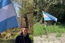 "Tổng thống" Daniel Jackson mang quốc kỳ cắm trên lãnh thổ Verdis. Ảnh: Wforum.