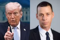 Tổng thống Mỹ Donald Trump và nhà báo Israel Amit Segal, người đầu tiên đưa tin phi công F-15E mất tích. Ảnh: Wforum.