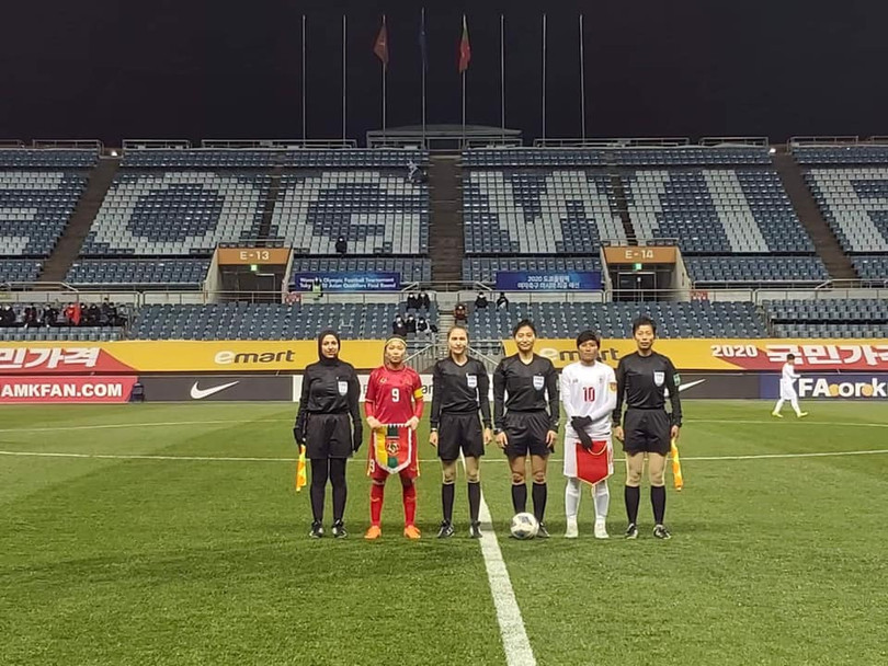 ĐT nữ Việt Nam đã đoạt vé vào vòng playoff vòng loại Olympic 2020 dù thầy trò HLV Mai Đức Chung vẫn còn trận tranh ngôi nhất nhì bảng A với Hàn Quốc vào ngày 9/2 tới. Ảnh VFF