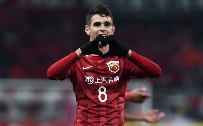 Tuyển thủ Brazil Oscar từng nằm trong top 10 cầu thủ hưởng lương cao nhất thế giới với 400 ngàn bảng/tuần ở đội bóng Thượng Hải SIPG. Ảnh SIPG.