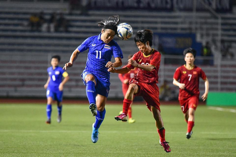 bóng đá nữ Thái Lan đã có một năm thất bại toàn diện trước tuyển nữ Việt Nam. Ảnh VFF