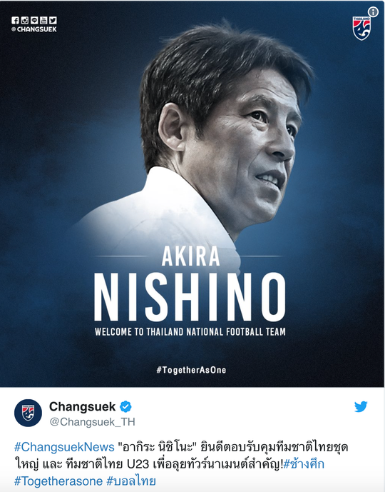 Các kênh truyền thông lớn của Thái Lan như Siam Sports, FootballSiam, SMM Sports hay Foxsport phiên bản châu Á đều đánh giá cao ông thầy Nhật Bản (Twitter của LĐBĐ Thái Lan)