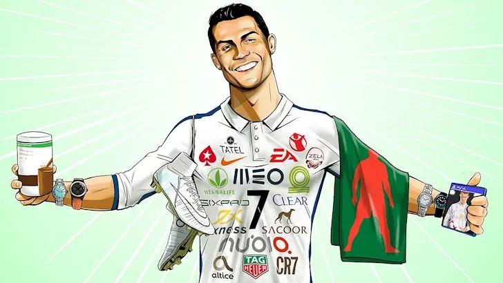 Đối tác của Ronaldo đến từ 3 nhãn hàng lớn: Tag Heuer, Herbalife và Nike. Ảnh CNN Đối tác của Ronaldo đến từ 3 nhãn hàng lớn: Tag Heuer, Herbalife và Nike. Ảnh CNN