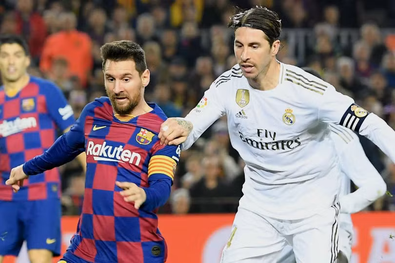 Hậu vệ chủ nhà Sergio Ramos và Lionel Messi chính là 2 cái tên được nhắc đến nhiều nhất tại trận siêu kinh điển này. Ảnh Getty