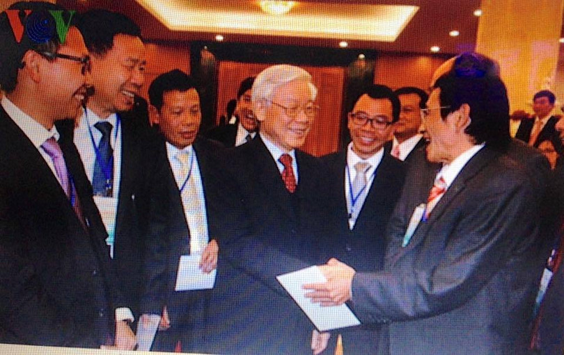 Anh Lê Thanh Bình trong buổi gặp mặt Tổng bí thư, CTN Nguyễn Phú Trọng tại chương trình Xuân yêu thương do Ủy ban người Việt Nam ở nước ngoài tổ chức.