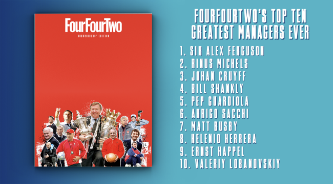 Sir Alex Ferguson đứng đầu danh sách 100 HLV giỏi nhất mọi thời đại do tạp chí thể thao FourFourTwo bình chọn. Ảnh FourFourTwo