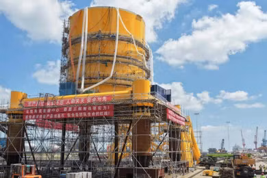 Trung tâm dữ liệu dưới nước đang được Highlander phát triển và thi công tại một xưởng đóng tàu ở Nam Thông, tỉnh Giang Tô. Ảnh: SCMP.