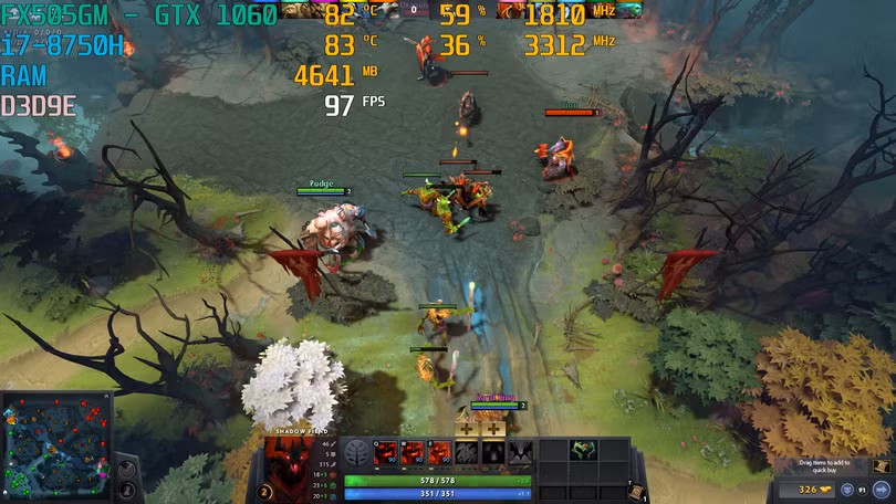 Thử nghiệm tựa game Dota 2 trên TUF FX505