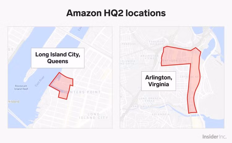 Amazon xây dựng 1 trụ sở mới tại 2 địa điểm tách biệt. Ảnh: BI