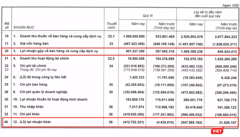 Các khoản chi phí khác trong Quý 3/2018 tăng mạnh, dẫn đến kết quả kinh doanh của HNG không mấy khả quan dù có sự tăng trưởng tích cực từ lĩnh vực kinh doanh chính (Nguồn: HNG)