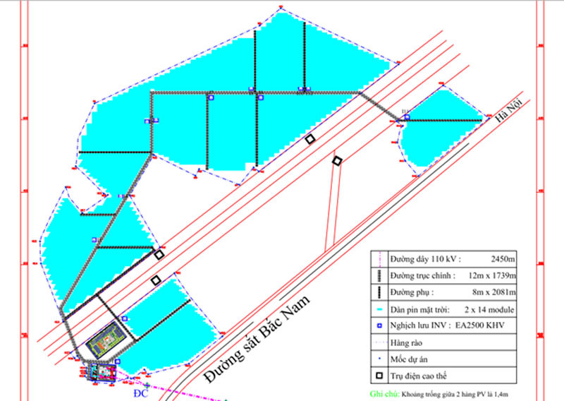 Mặt bằng tổng thế dự án năng lượng mặt trời VSP Bình Thuận II (Nguồn: Internet) Mặt bằng tổng thế dự án năng lượng mặt trời VSP Bình Thuận II (Nguồn: Internet)
