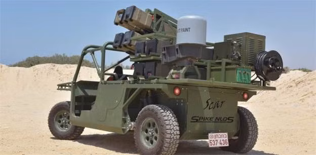 Xe phóng tên lửa Tomcat và giá phóng tên lửa SpikeNLOS của Rafael, Israel. Ảnh Military Leak