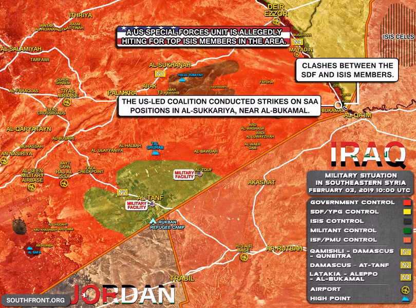Chiến trường Deir Ezzor tính đến ngày 03.02.2019 theo South Front