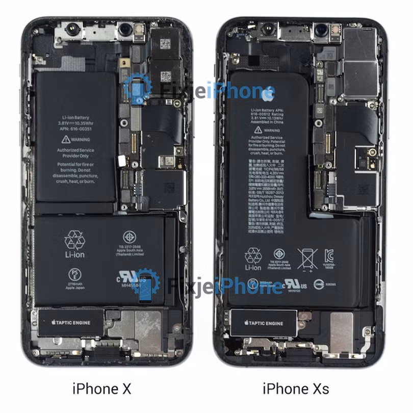 So sánh phần cứng của iPhone X và iPhone Xs. Ảnh: Fixjephone