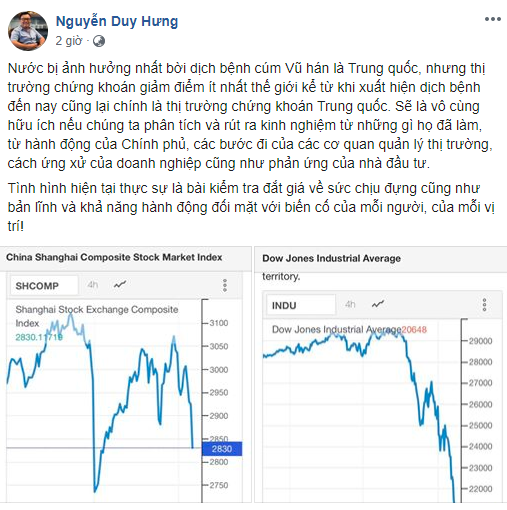 Chủ tịch HĐQT SSI - ông Nguyễn Duy Hưng - chia sẻ trên trang Facebook cá nhân (Ảnh chụp màn hình) Chủ tịch HĐQT SSI - ông Nguyễn Duy Hưng - chia sẻ trên trang Facebook cá nhân (Ảnh chụp màn hình)