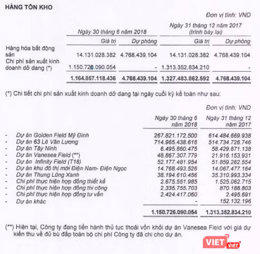 Các dự án MBLand Holdings đang thực hiện triển khai tới 30/6/2018 (Nguồn: MBLand Holdings)