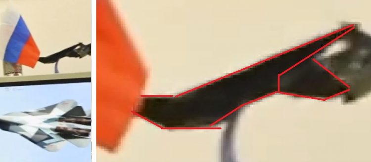 Mô hình máy bay tiêm kích thế hệ 6 siêu bí mật của Nga ở tập đoàn Sukhoi. Ảnh Defence-Blog