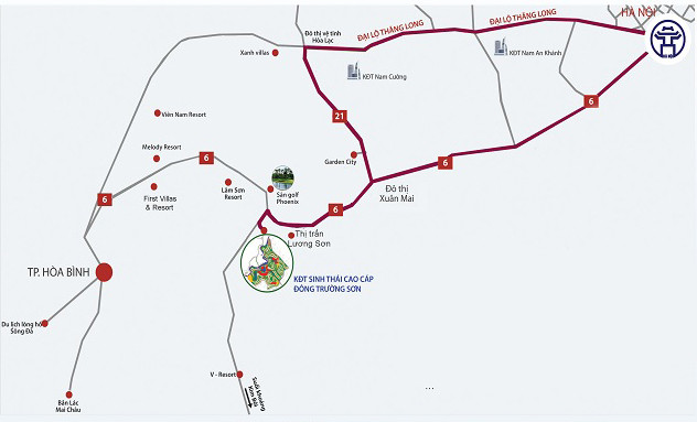 Vị trí dự án KĐT sinh thái cao cấp Đông Trường Sơn (Nguồn: reencohoabinh.com)