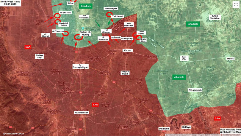 Tình hình chiến sự vùng nông thôn bắc Hama. Bản đồ South Front